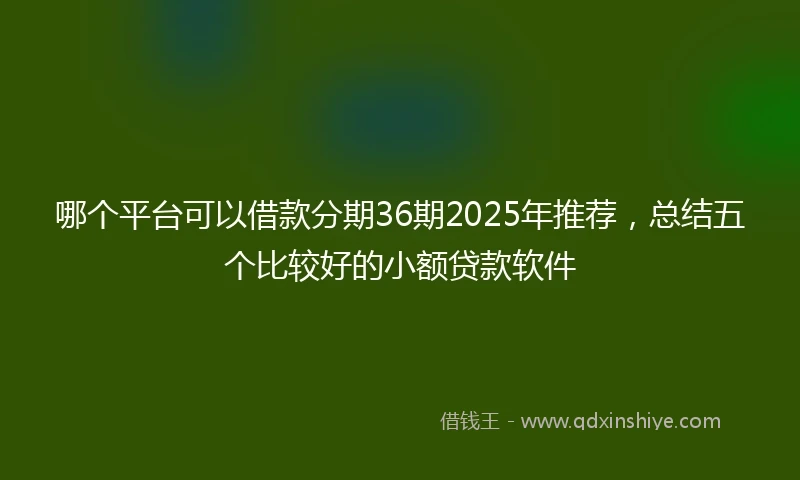哪个平台可以借款分期36期2025年推荐，总结五个比较好的小额贷款软件