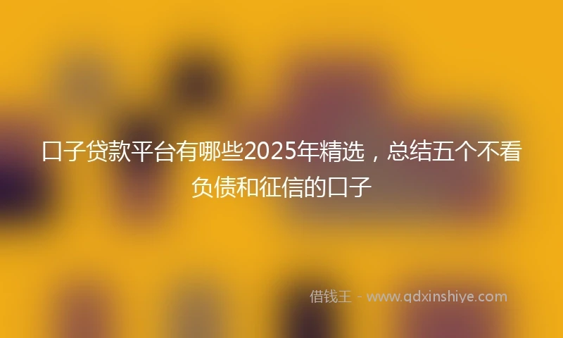 口子贷款平台有哪些2025年精选，总结五个不看负债和征信的口子
