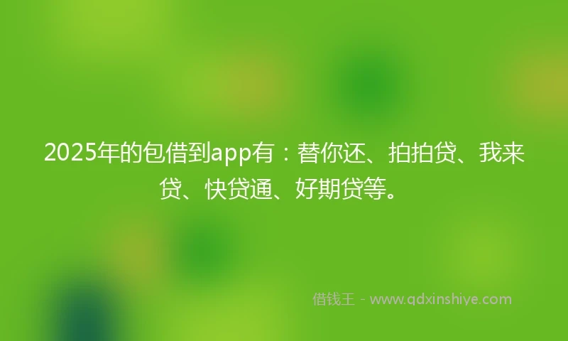 2025年的包借到app有：替你还、拍拍贷、我来贷、快贷通、好期贷等。