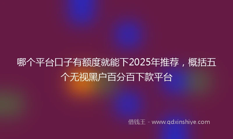 哪个平台口子有额度就能下2025年推荐，概括五个无视黑户百分百下款平台
