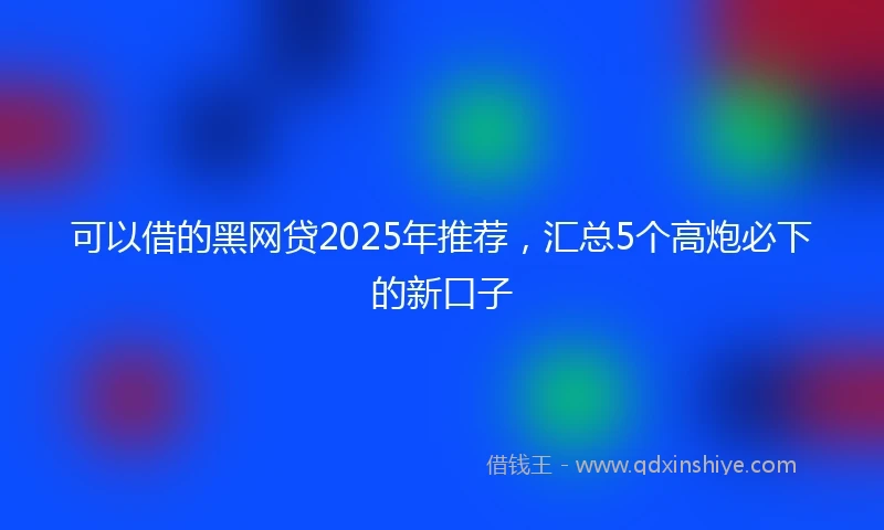 可以借的黑网贷2025年推荐,汇总5个高炮必下的新口子