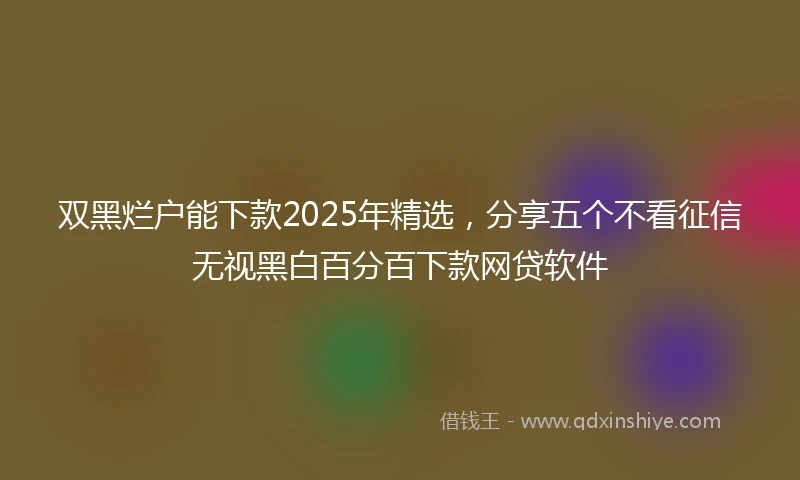 双黑烂户能下款2025年精选，分享五个不看征信无视黑白百分百下款网贷软件
