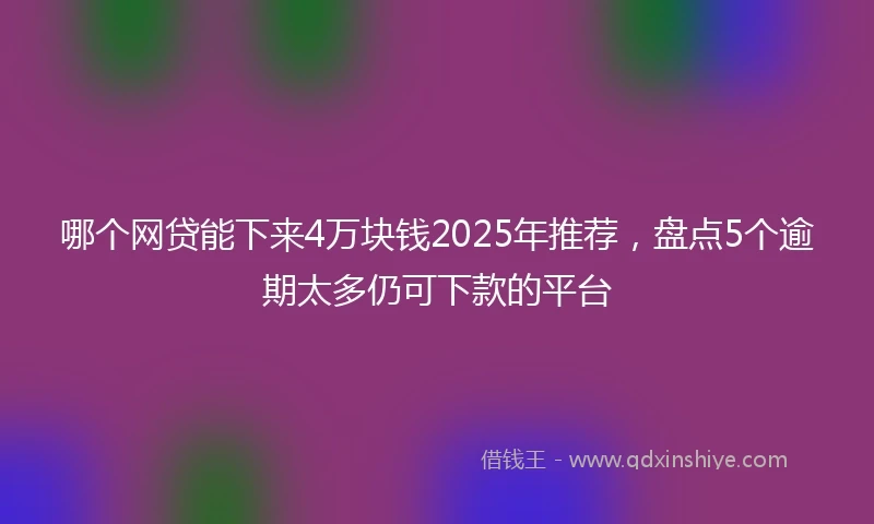 哪个网贷能下来4万块钱2025年推荐，盘点5个逾期太多仍可下款的平台