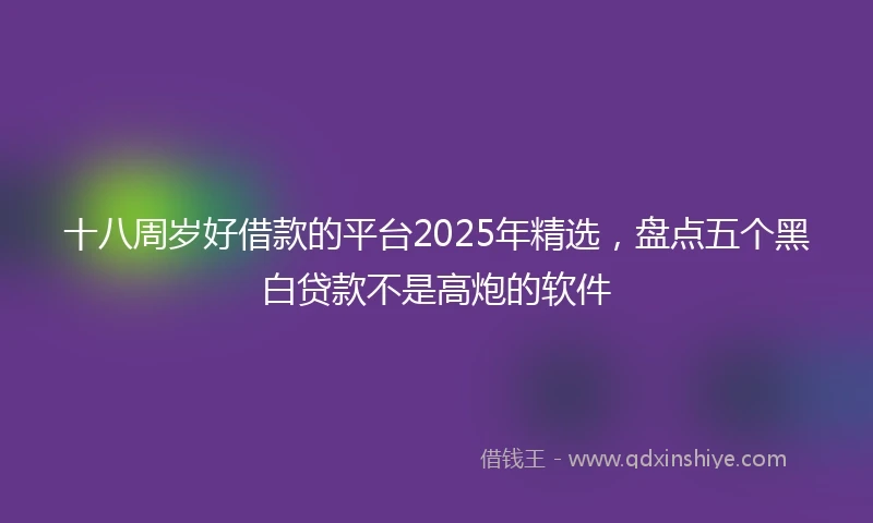 十八周岁好借款的平台2025年精选，盘点五个黑白贷款不是高炮的软件
