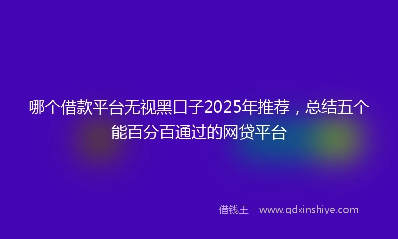 哪个借款平台无视黑口子2025年推荐，总结五个能百分百通过的网贷平台