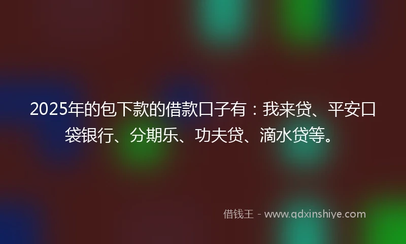 2025年的包下款的借款口子有：我来贷、平安口袋银行、分期乐、功夫贷、滴水贷等。