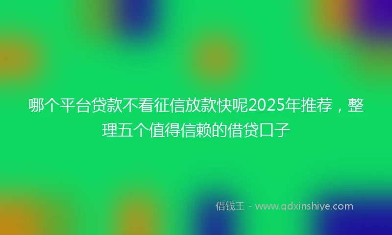 哪个平台贷款不看征信放款快呢2025年推荐，整理五个值得信赖的借贷口子