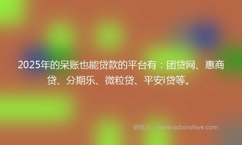 2025年的呆账也能贷款的平台有：团贷网、惠商贷、分期乐、微粒贷、平安i贷等。