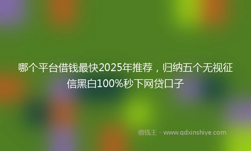 哪个平台借钱最快2025年推荐，归纳五个无视征信黑白100%秒下网贷口子
