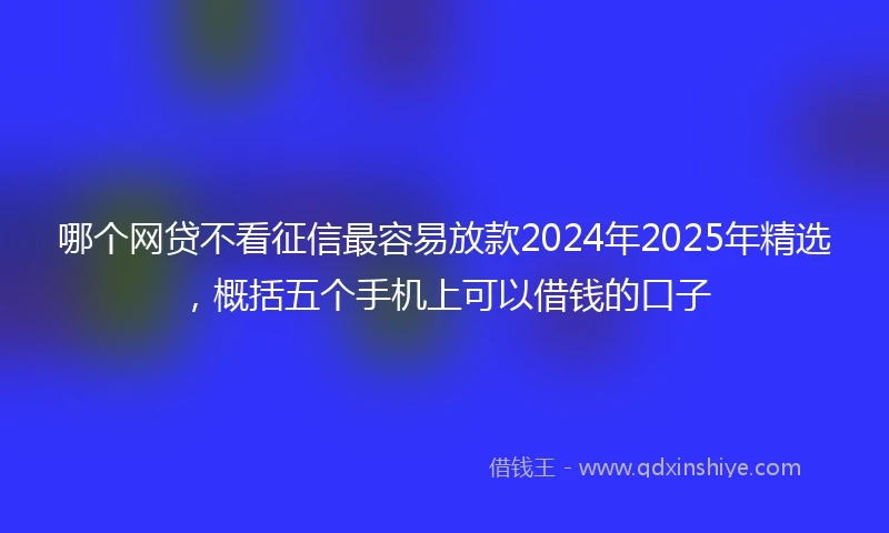 哪个网贷不看征信最容易放款2024年2025年精选，概括五个手机上可以借钱的口子