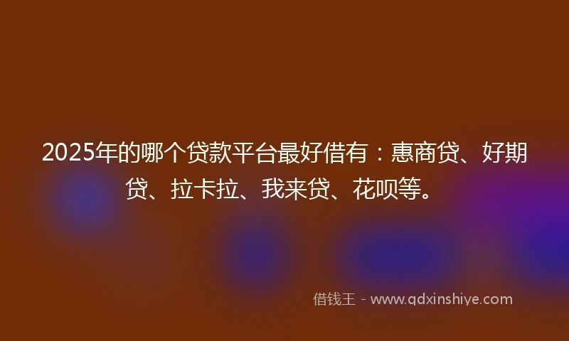 2025年的哪个贷款平台最好借有：惠商贷、好期贷、拉卡拉、我来贷、花呗等。