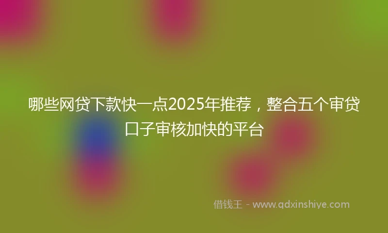 哪些网贷下款快一点2025年推荐，整合五个审贷口子审核加快的平台