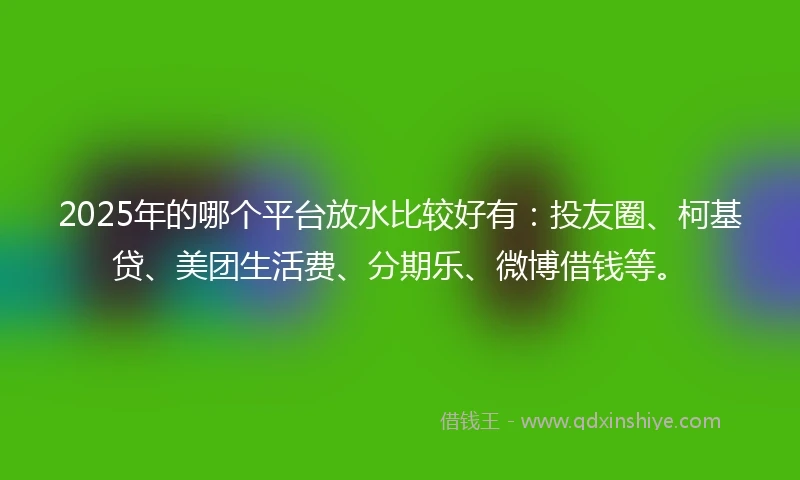 2025年的哪个平台放水比较好有：投友圈、柯基贷、美团生活费、分期乐、微博借钱等。