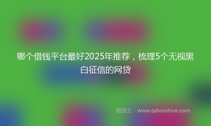 哪个借钱平台最好2025年推荐，梳理5个无视黑白征信的网贷