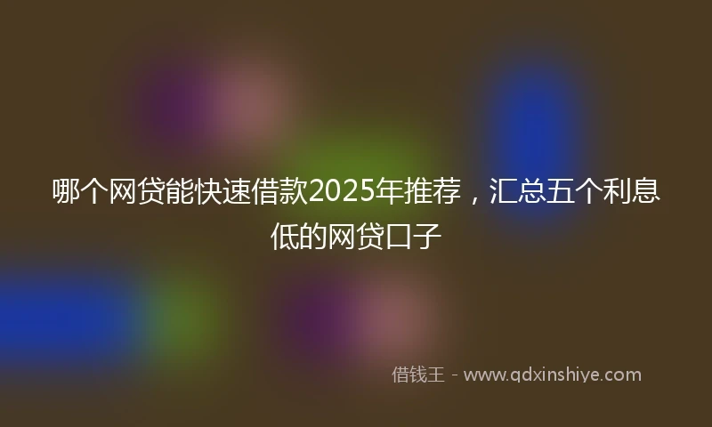 哪个网贷能快速借款2025年推荐，汇总五个利息低的网贷口子