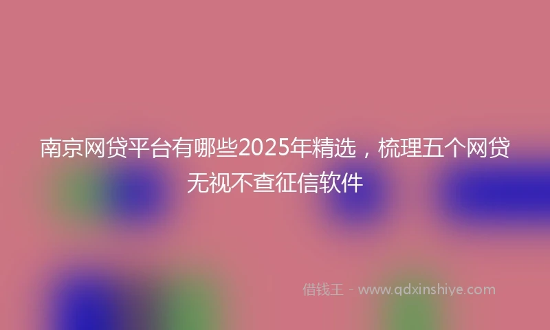 南京网贷平台有哪些2025年精选，梳理五个网贷无视不查征信软件