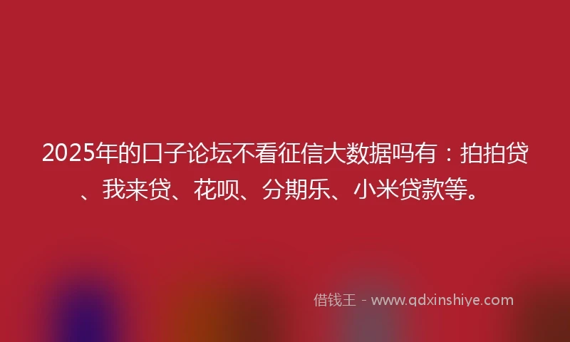 2025年的口子论坛不看征信大数据吗有:拍拍贷、我来贷、花呗、分期乐、小米贷款等。