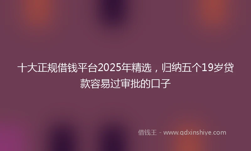 十大正规借钱平台2025年精选，归纳五个19岁贷款容易过审批的口子
