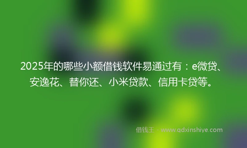 2025年的哪些小额借钱软件易通过有：e微贷、安逸花、替你还、小米贷款、信用卡贷等。