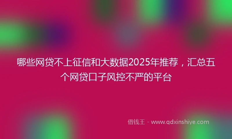 哪些网贷不上征信和大数据2025年推荐，汇总五个网贷口子风控不严的平台