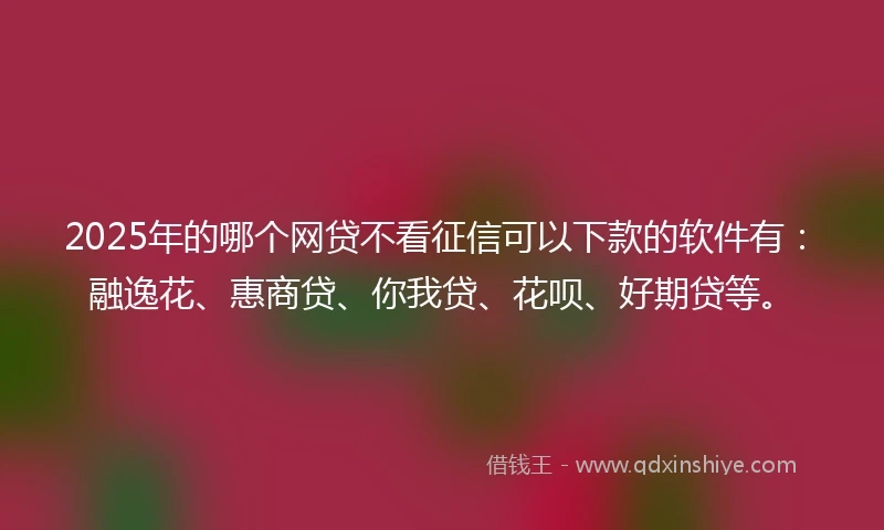 2025年的哪个网贷不看征信可以下款的软件有：融逸花、惠商贷、你我贷、花呗、好期贷等。