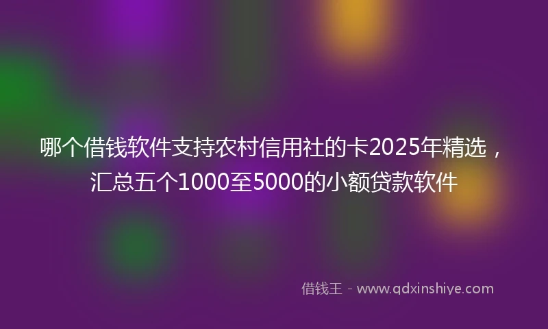 哪个借钱软件支持农村信用社的卡2025年精选，汇总五个1000至5000的小额贷款软件