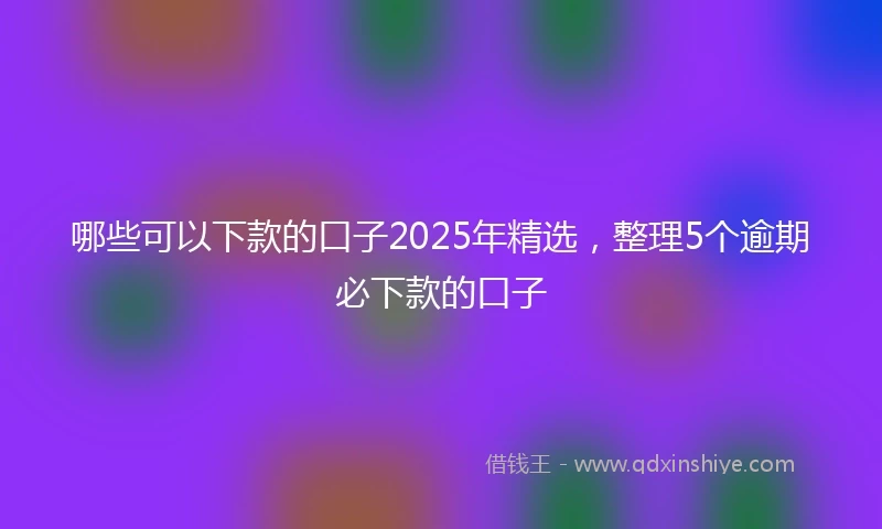 哪些可以下款的口子2025年精选，整理5个逾期必下款的口子