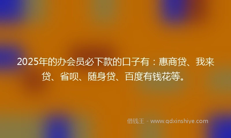 2025年的办会员必下款的口子有：惠商贷、我来贷、省呗、随身贷、百度有钱花等。