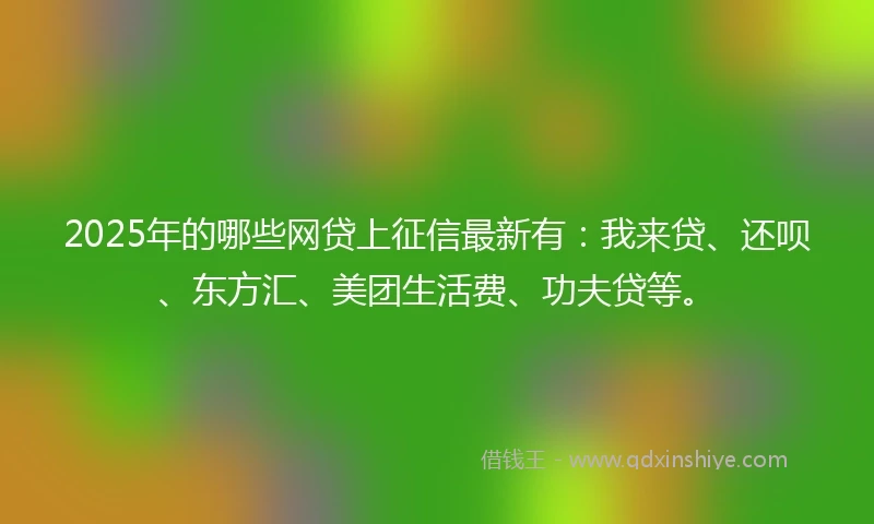 2025年的哪些网贷上征信最新有：我来贷、还呗、东方汇、美团生活费、功夫贷等。