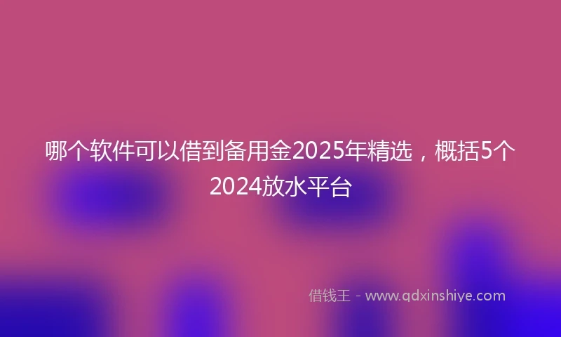 哪个软件可以借到备用金2025年精选，概括5个2024放水平台