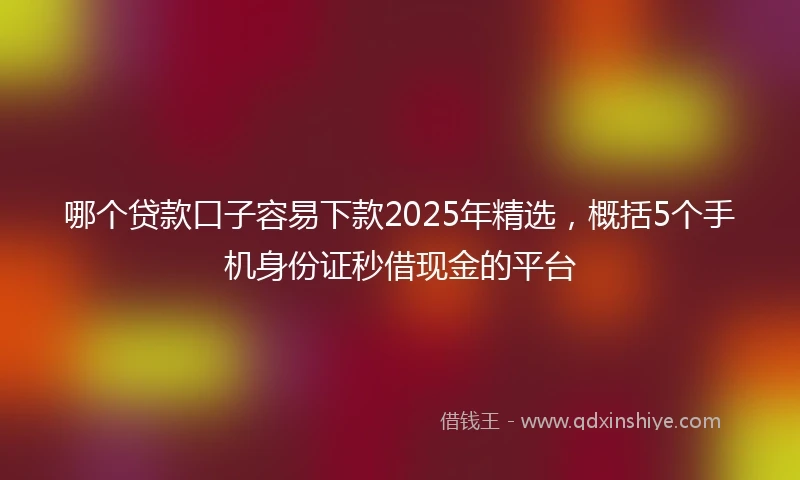 哪个贷款口子容易下款2025年精选，概括5个手机身份证秒借现金的平台