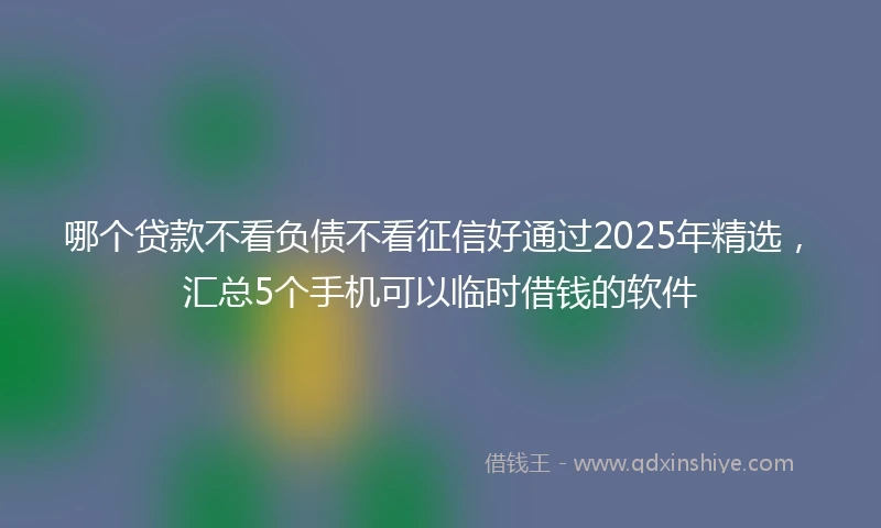 哪个贷款不看负债不看征信好通过2025年精选，汇总5个手机可以临时借钱的软件