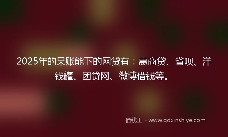2025年的呆账能下的网贷有：惠商贷、省呗、洋钱罐、团贷网、微博借钱等。