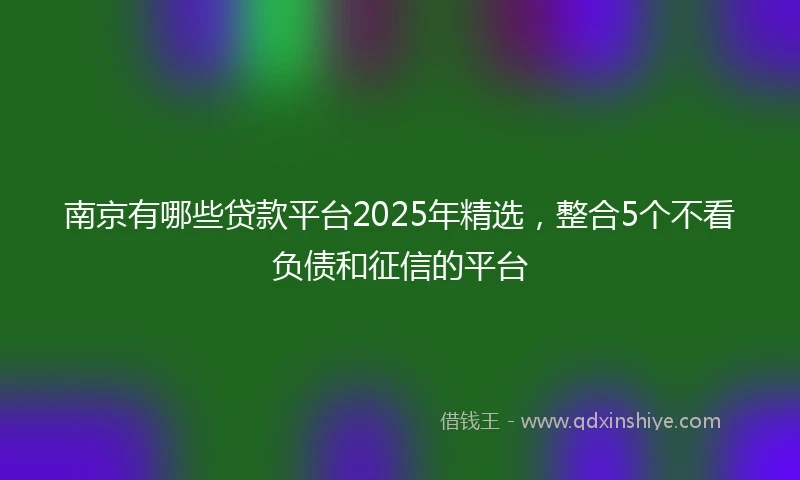 南京有哪些贷款平台2025年精选，整合5个不看负债和征信的平台
