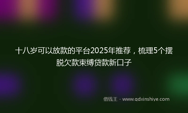 十八岁可以放款的平台2025年推荐，梳理5个摆脱欠款束缚贷款新口子