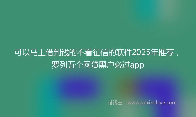 可以马上借到钱的不看征信的软件2025年推荐，罗列五个网贷黑户必过app