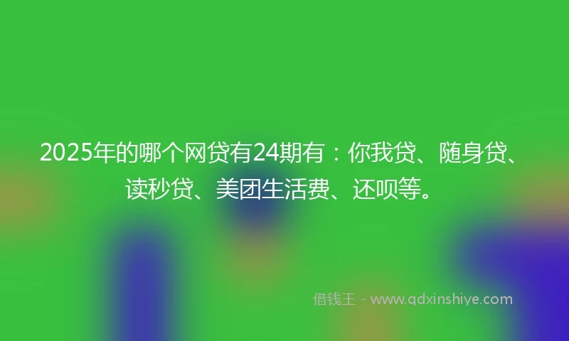 2025年的哪个网贷有24期有：你我贷、随身贷、读秒贷、美团生活费、还呗等。