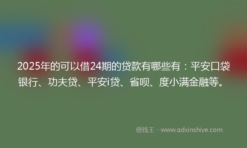 2025年的可以借24期的贷款有哪些有:平安口袋银行、功夫贷、平安i贷、省呗、度小满金融等。