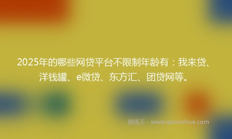 2025年的哪些网贷平台不限制年龄有：我来贷、洋钱罐、e微贷、东方汇、团贷网等。