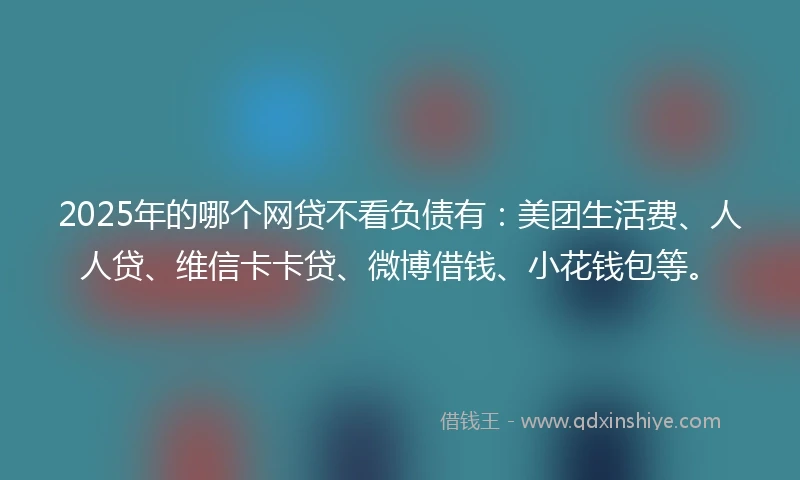 2025年的哪个网贷不看负债有：美团生活费、人人贷、维信卡卡贷、微博借钱、小花钱包等。