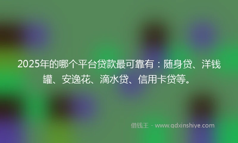 2025年的哪个平台贷款最可靠有：随身贷、洋钱罐、安逸花、滴水贷、信用卡贷等。