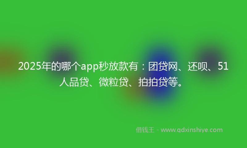 2025年的哪个app秒放款有：团贷网、还呗、51人品贷、微粒贷、拍拍贷等。