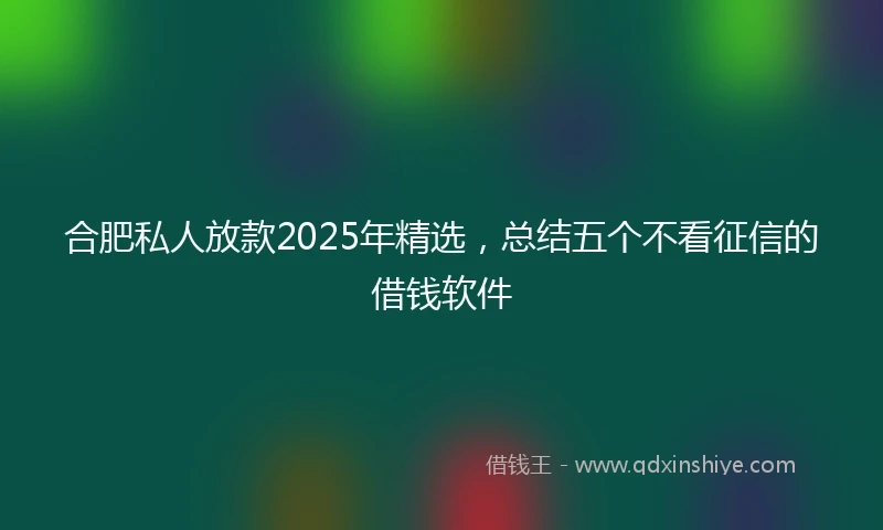 合肥私人放款2025年精选，总结五个不看征信的借钱软件