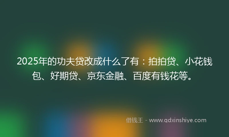2025年的功夫贷改成什么了有：拍拍贷、小花钱包、好期贷、京东金融、百度有钱花等。