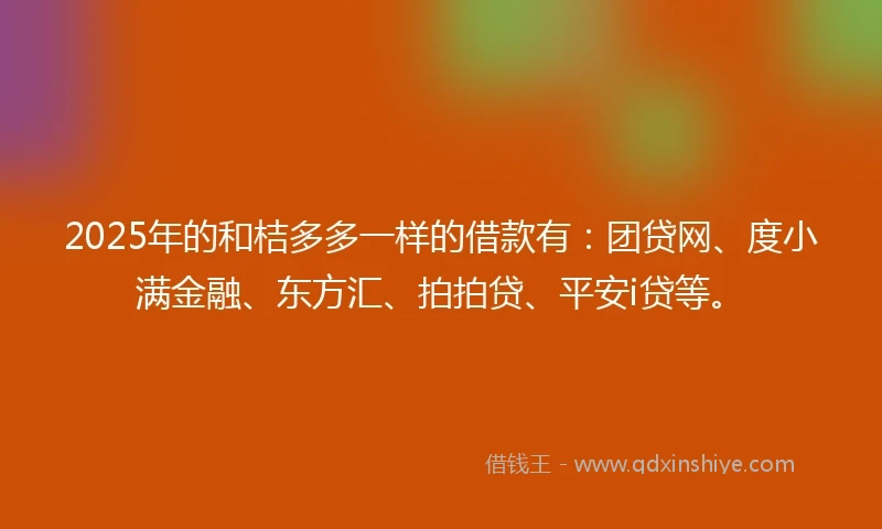 2025年的和桔多多一样的借款有：团贷网、度小满金融、东方汇、拍拍贷、平安i贷等。