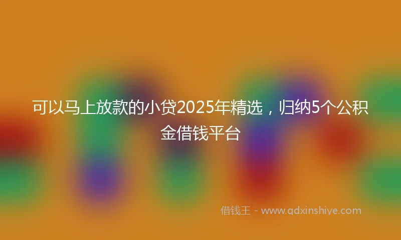 可以马上放款的小贷2025年精选，归纳5个公积金借钱平台