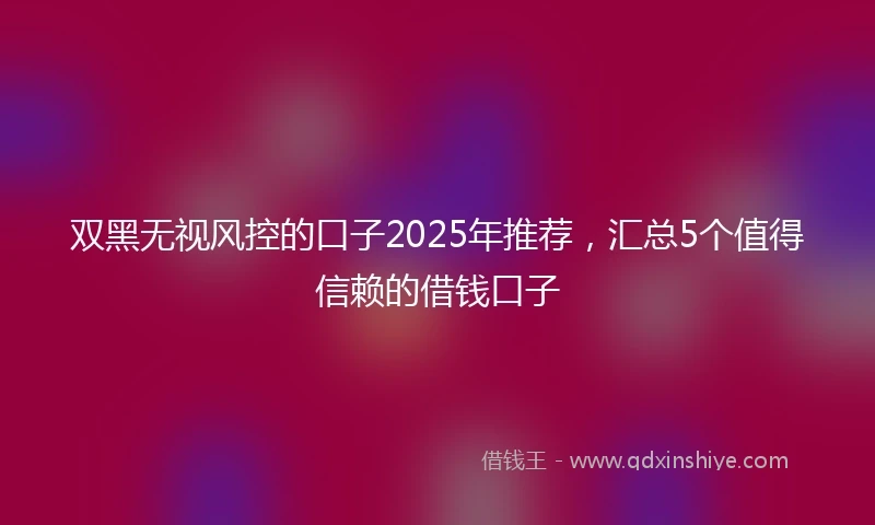 双黑无视风控的口子2025年推荐，汇总5个值得信赖的借钱口子
