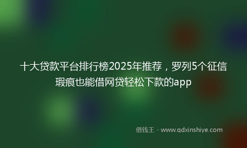 十大贷款平台排行榜2025年推荐，罗列5个征信瑕疵也能借网贷轻松下款的app