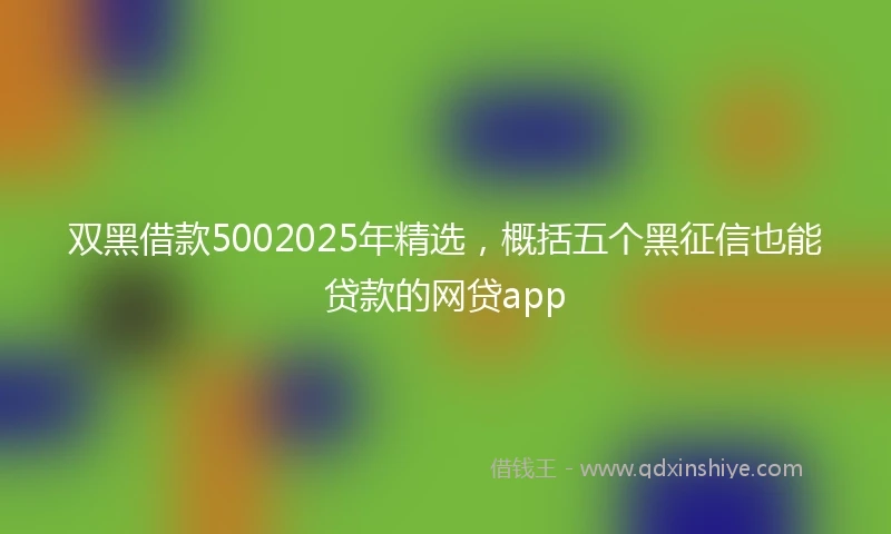 双黑借款5002025年精选,概括五个黑征信也能贷款的网贷app