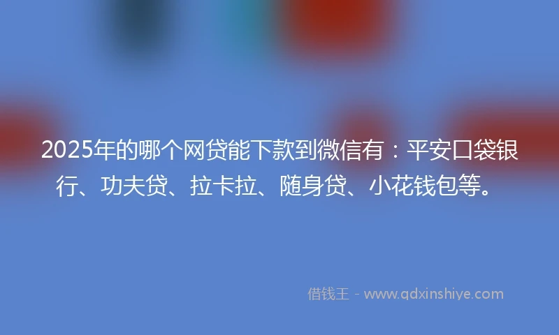 2025年的哪个网贷能下款到微信有：平安口袋银行、功夫贷、拉卡拉、随身贷、小花钱包等。